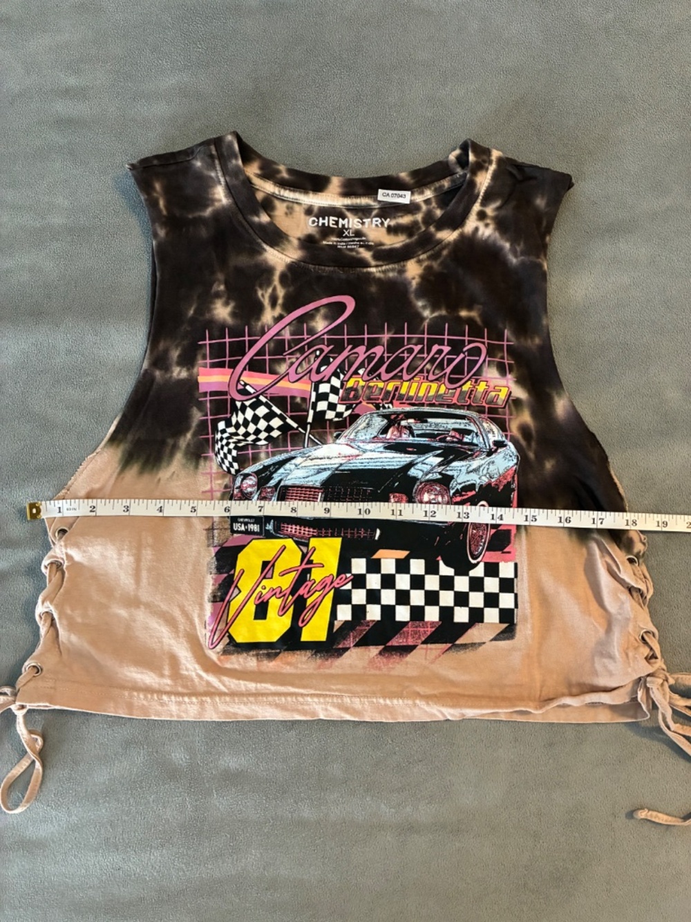 Tie Dye Crop Camaro Sleeveless Top with Side Ties - Picture 5 of 6